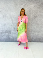 The Verona Midi Dress In Pink/Green Ombre