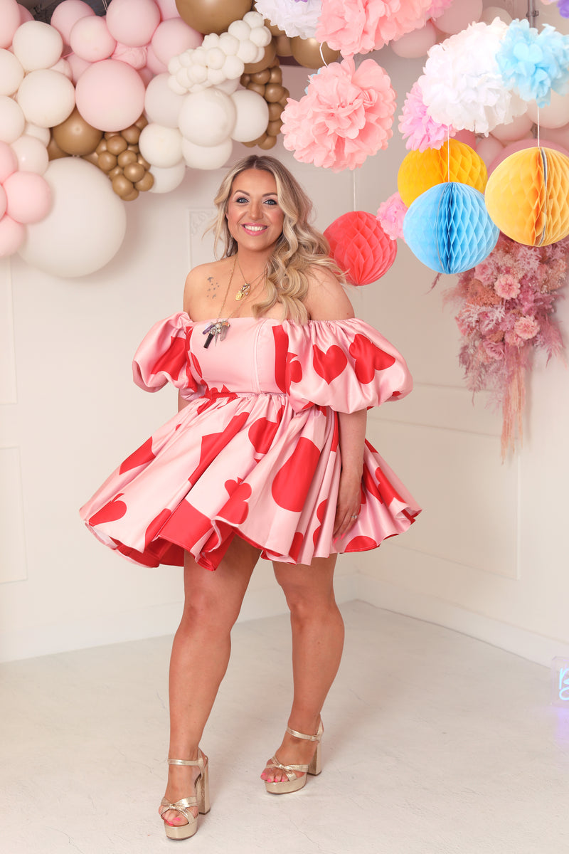 'Wonderland' Reversible Corset Mini Dress In Pink/Red