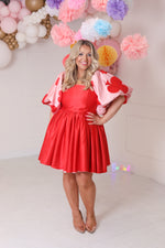 'Wonderland' Reversible Corset Mini Dress In Pink/Red