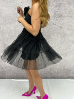 Tiered Tulle Mini Skirt In Black