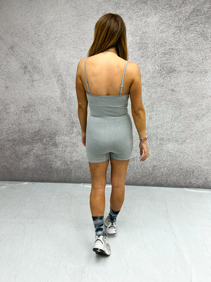 Cami Strap Short Unitard In Grey