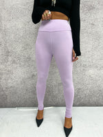 Stretch Lycra Basic Leggings In Lilac