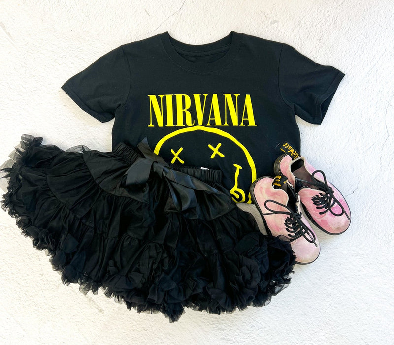 Nirvana Yellow Smiley Kids T'shirt In Black