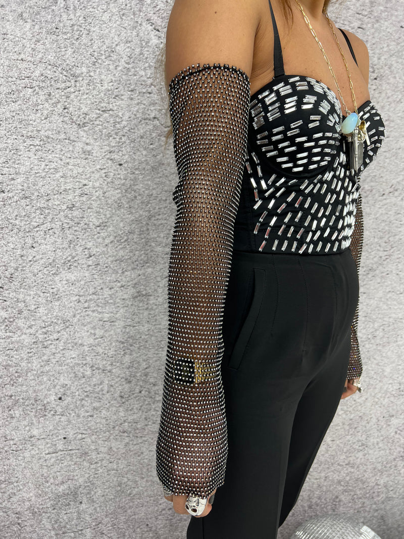 Rhinestone Detachable Mesh Sleeves