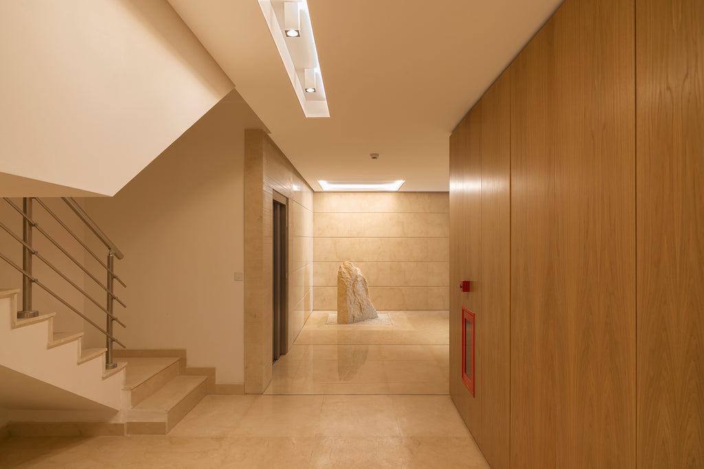 crema marfil floor wall cladding entrance hall building stairs