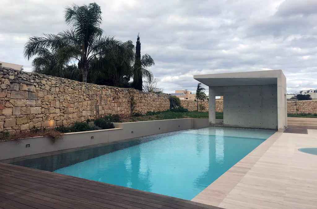 travertine floor swimming pool residence Malta