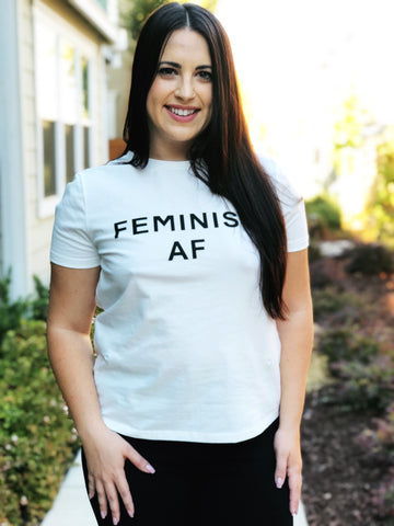 Jacie is wearing our Feminist AF Crop Top 