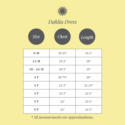 Size Chart - Dahlia Dress