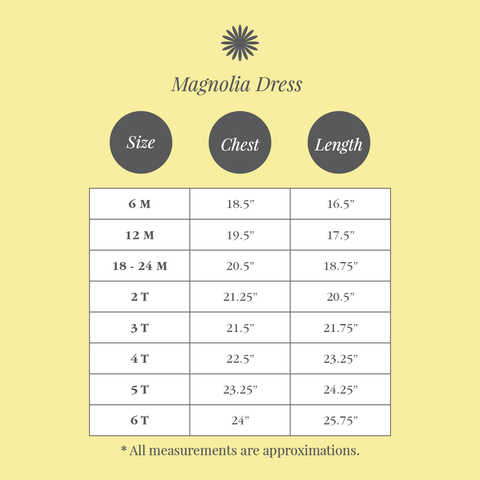 Size Chart - Magnolia Dress