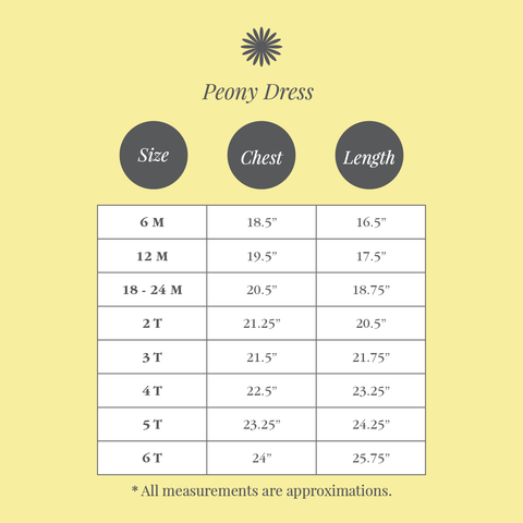 Size Chart - Peony Dress