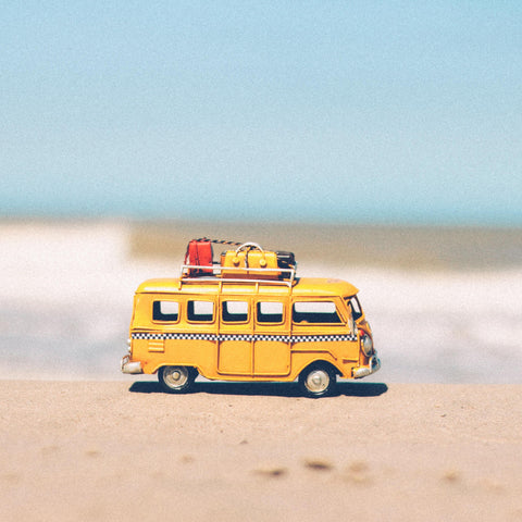 Toy car at the beach