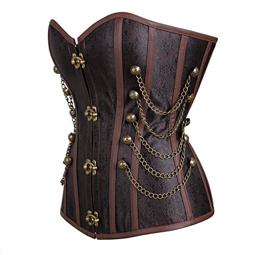 Steampunk Gothic Corset Overbust Bustiers Brown – Lttcbro