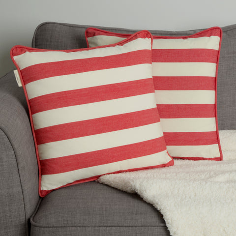 Sticky Toffee Cornwall Chic cotton red stripe cushion covers 