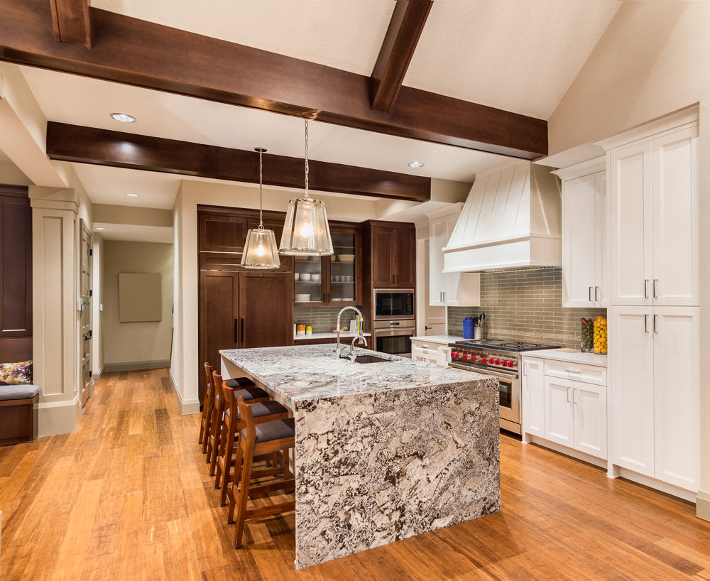 Waterfall kitchen island