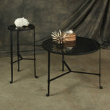 Savoy Iron & Stone Coffee Table - Black with Grey Stone