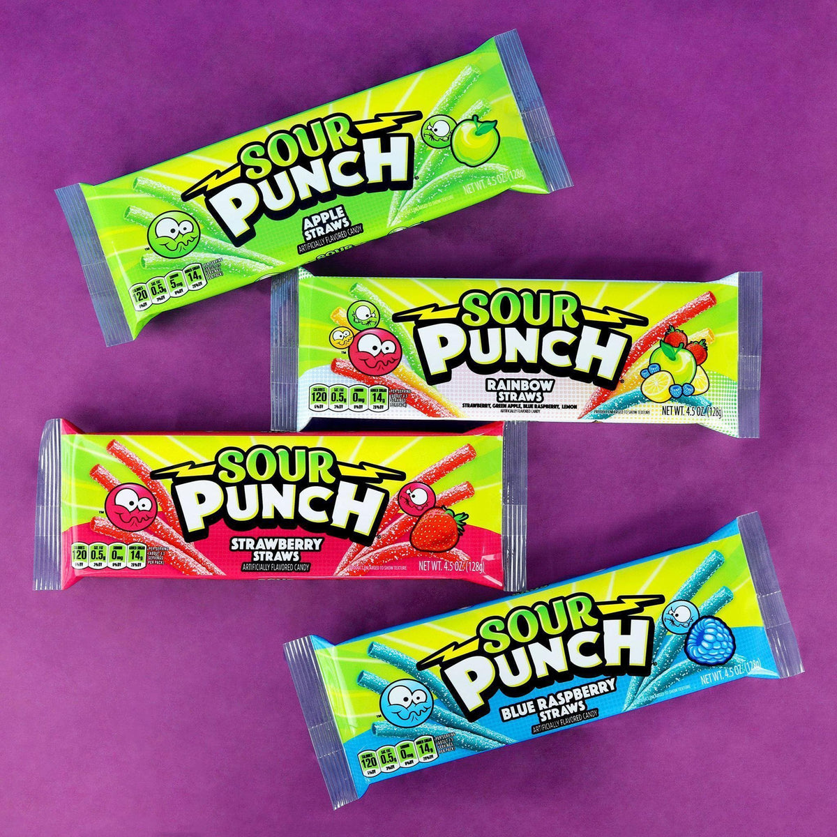 Sour Punch ® Straws, Variety 6 Pack, 4 Sour Flavors, 4.5oz Trays