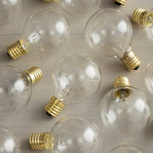 Replacement Globe Light Bulb, G50, 7W/130V, E17 Base, Clear, 25 Pack