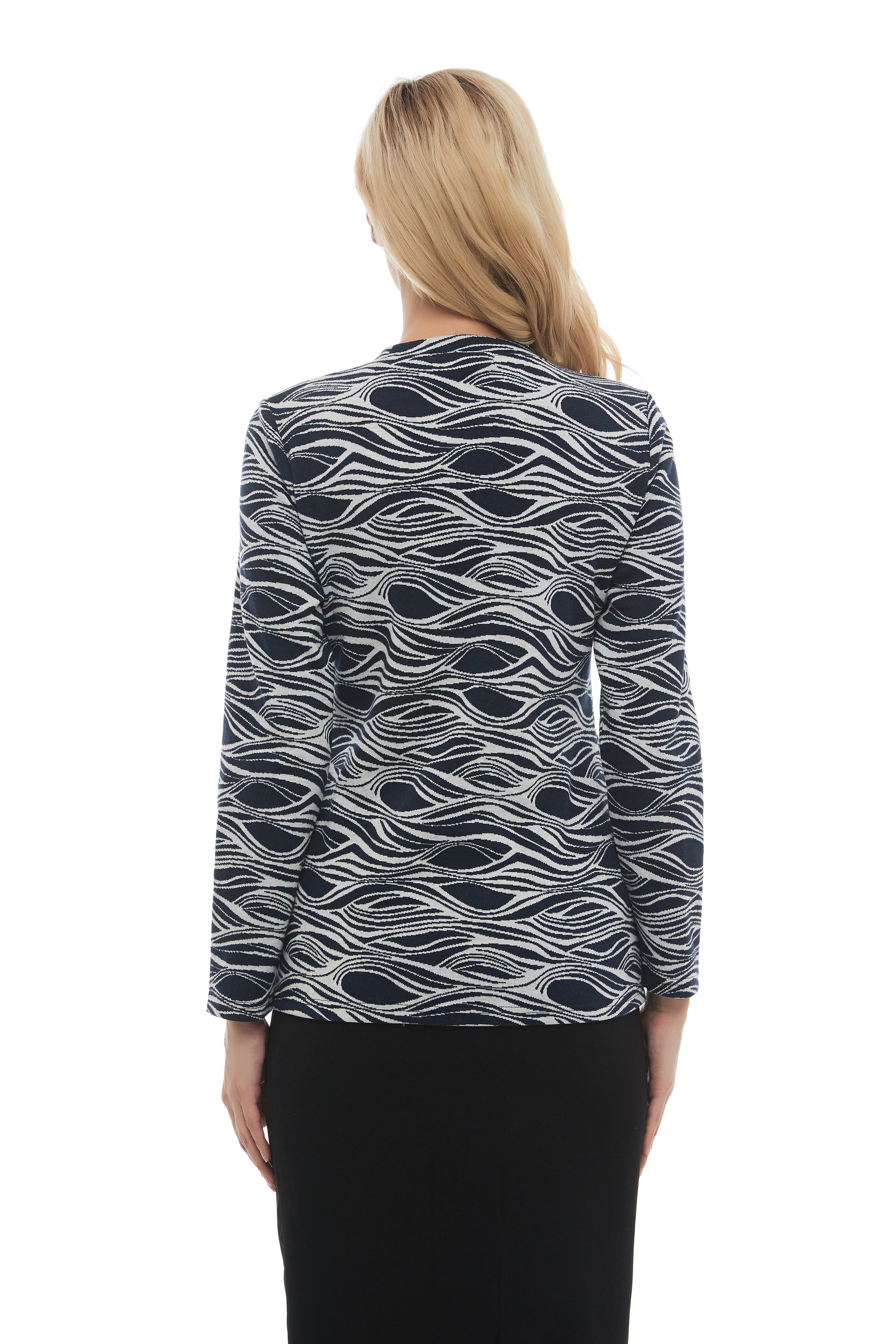 Monochrome Print Long Sleeve Sweater - alamaud