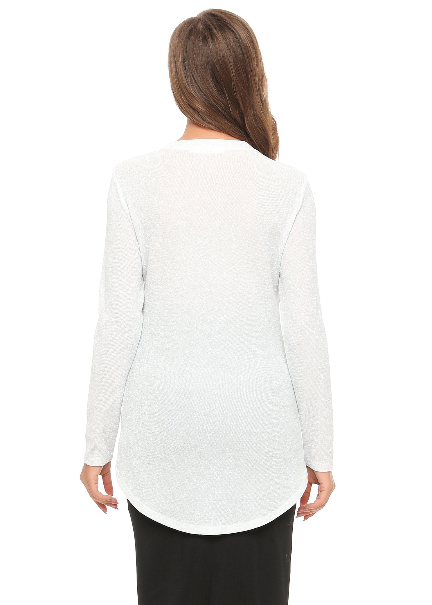 High & Low Shimmering Long Sleeve T Shirt - seilerlanguageservices