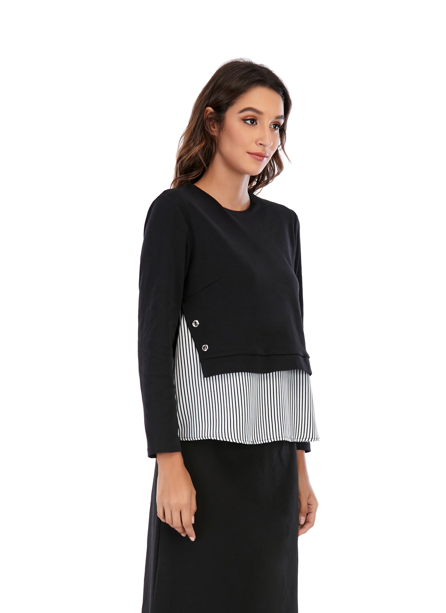 Solid and Striped Long Sleeve Monochrome - alamaud