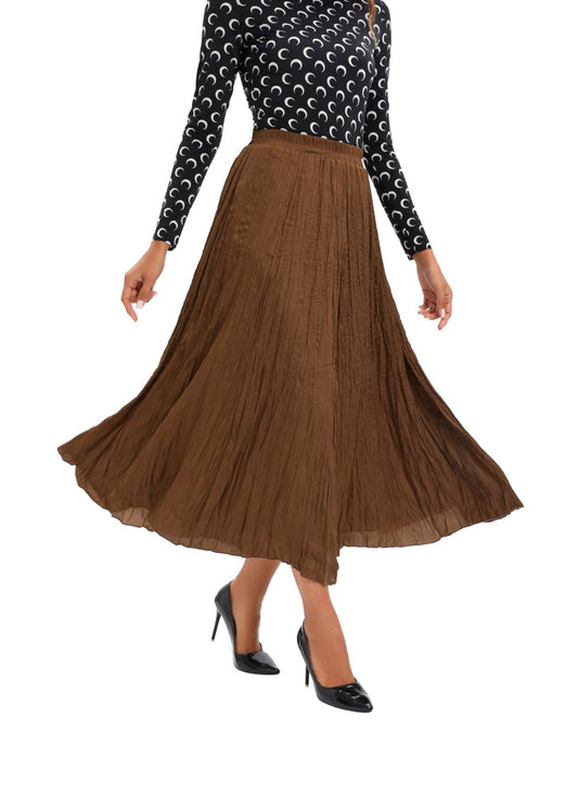 Midi Length Wrinkle pleated Skirt - alamaud