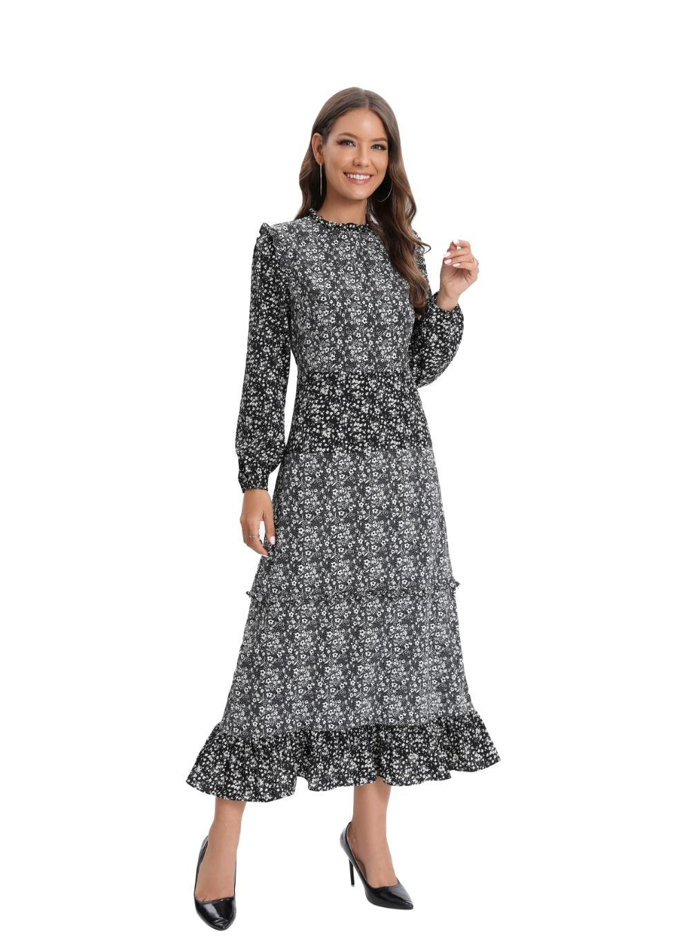 Long Sleeve Mixed Print Dress - seilerlanguageservices