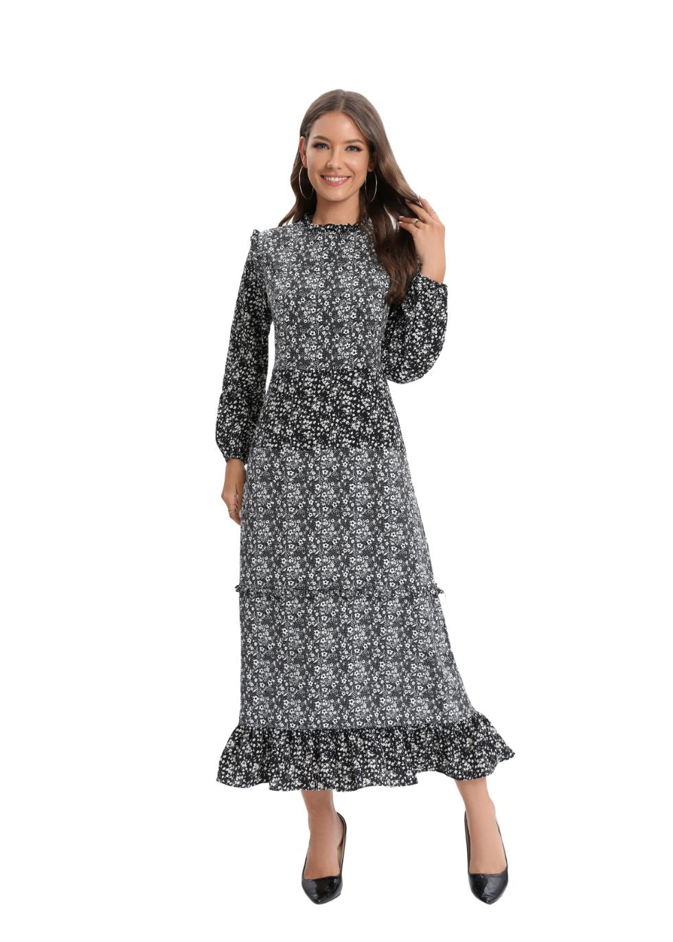 Long Sleeve Mixed Print Dress - seilerlanguageservices