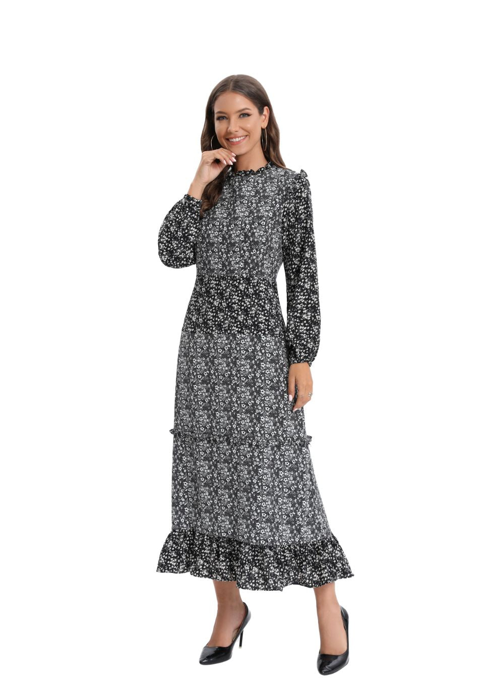 Long Sleeve Mixed Print Dress - seilerlanguageservices