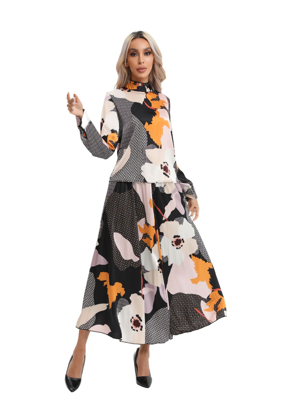 Colorful Print Two-Piece Midi Set - seilerlanguageservices