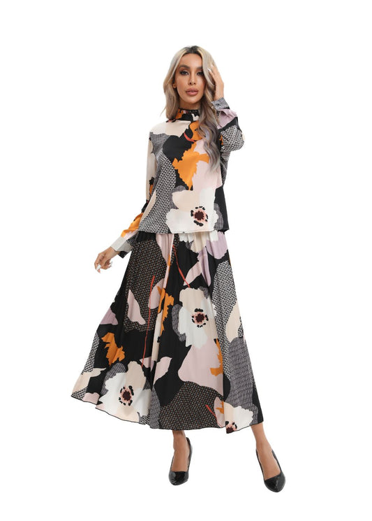 Colorful Print Two-Piece Midi Set - seilerlanguageservices