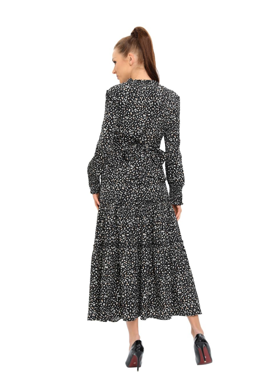 Long Sleeve Monochrome Midi Two-Piece Set - alamaud