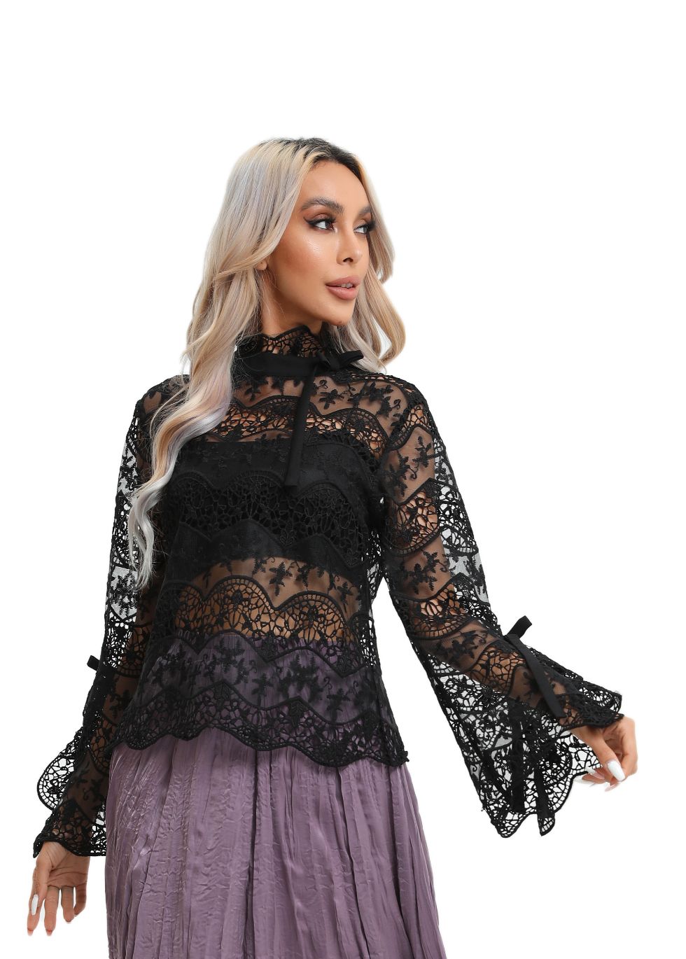 Elegant Long Sleeve Lace Blouse - seilerlanguageservices