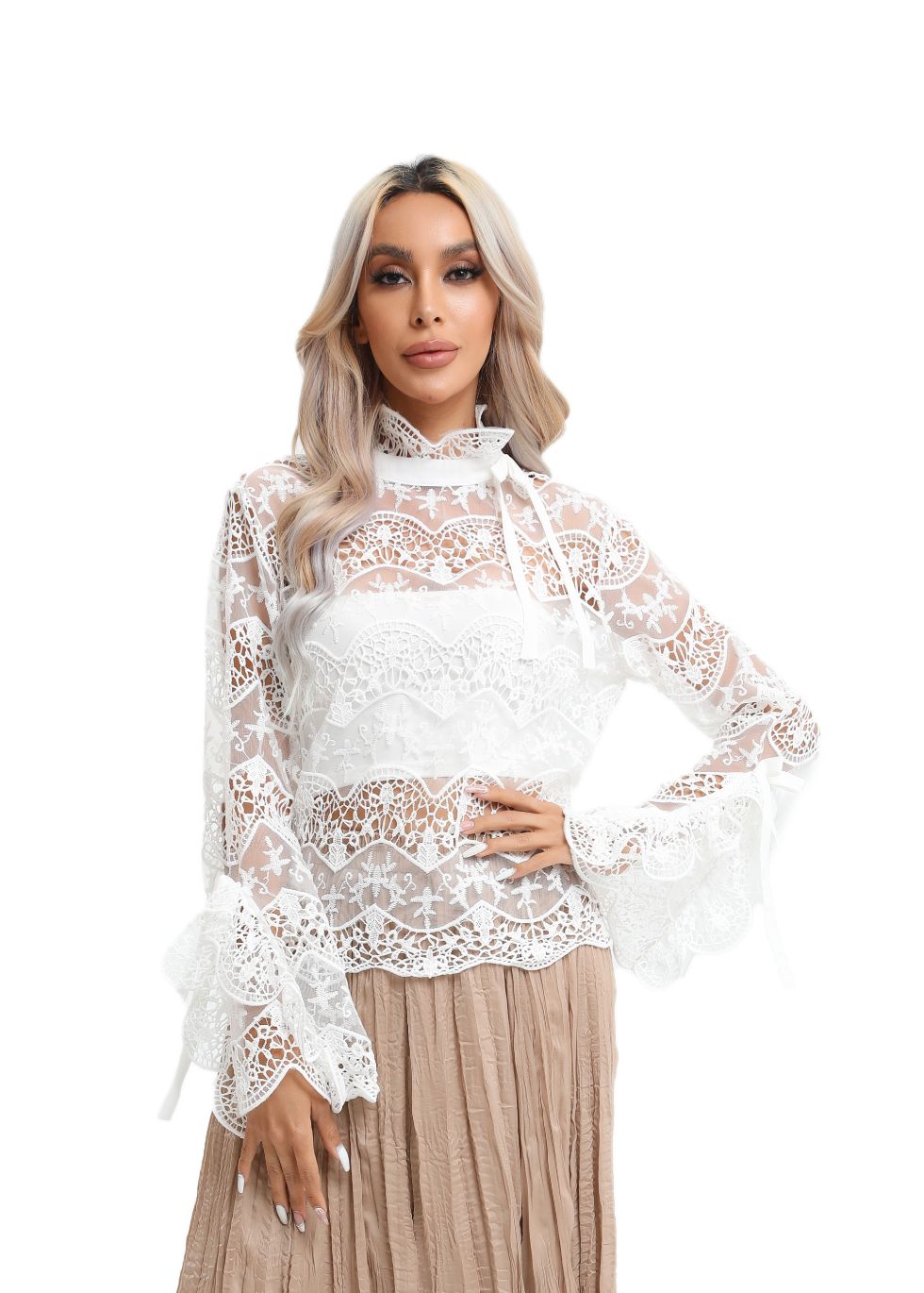 Elegant Long Sleeve Lace Blouse - seilerlanguageservices