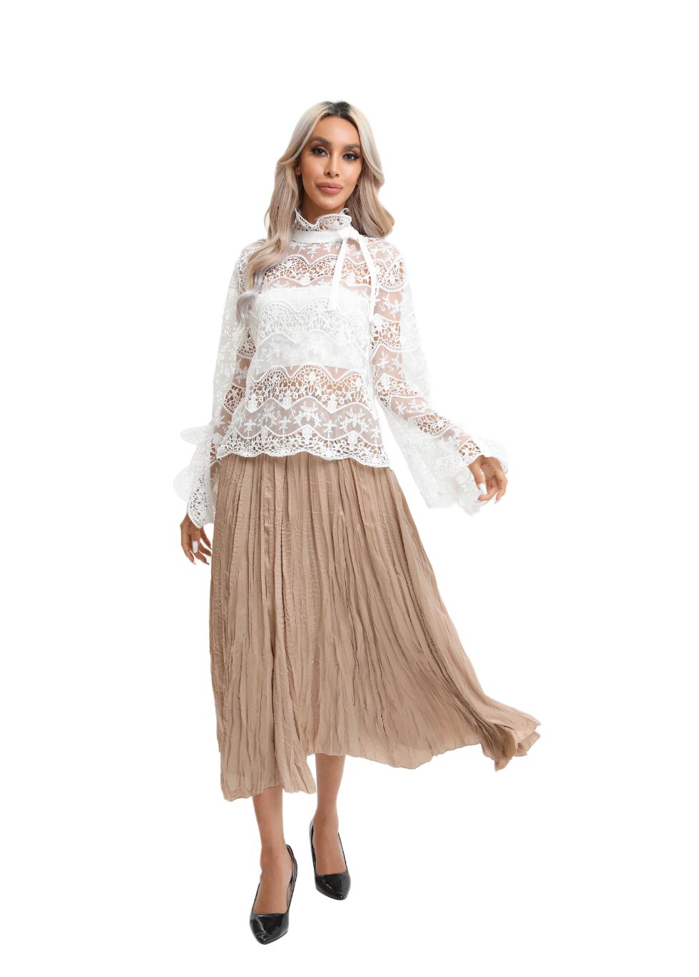 Elegant Long Sleeve Lace Blouse - seilerlanguageservices