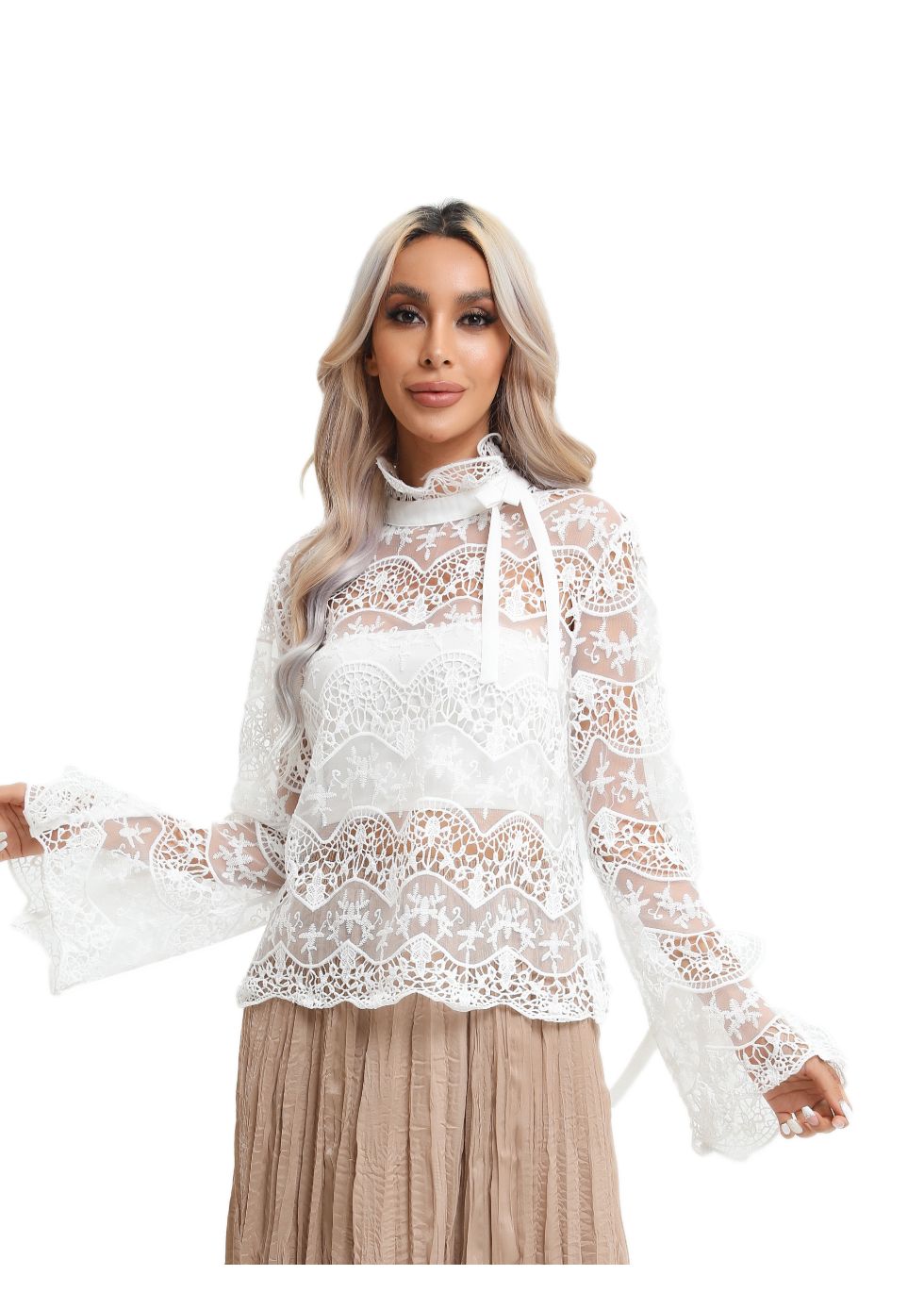 Elegant Long Sleeve Lace Blouse - seilerlanguageservices