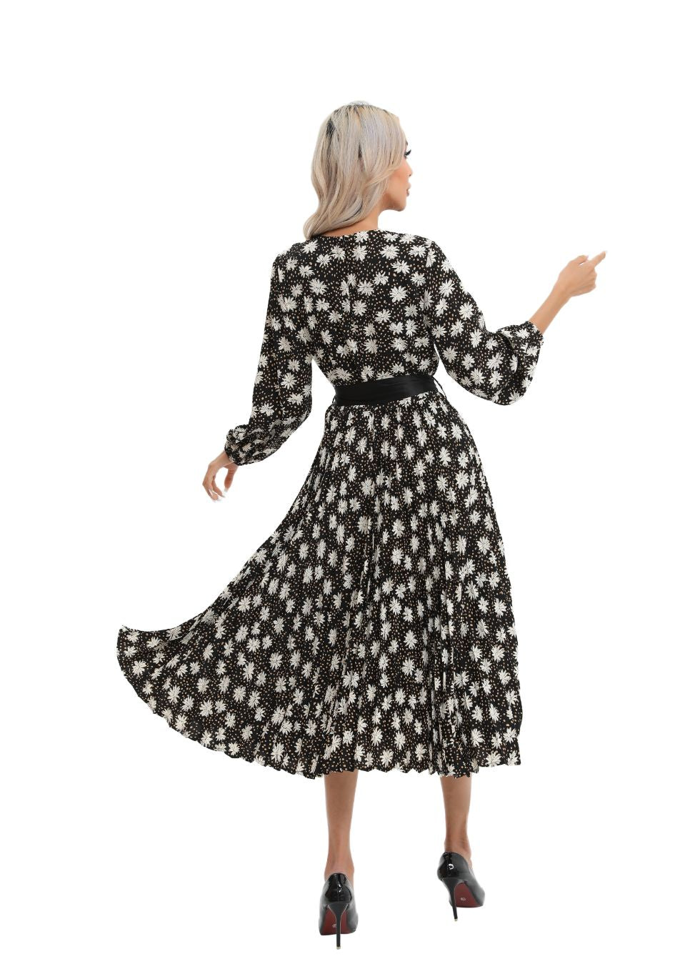 Modest Floral Midi Dress with Front Tie - seilerlanguageservices