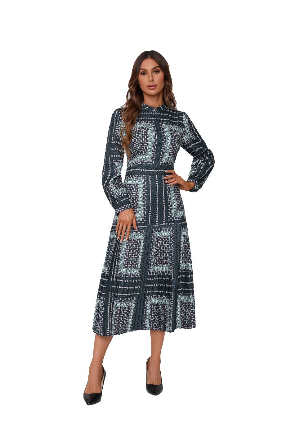 Vibrant Micro Pleated Midi Dress - alamaud