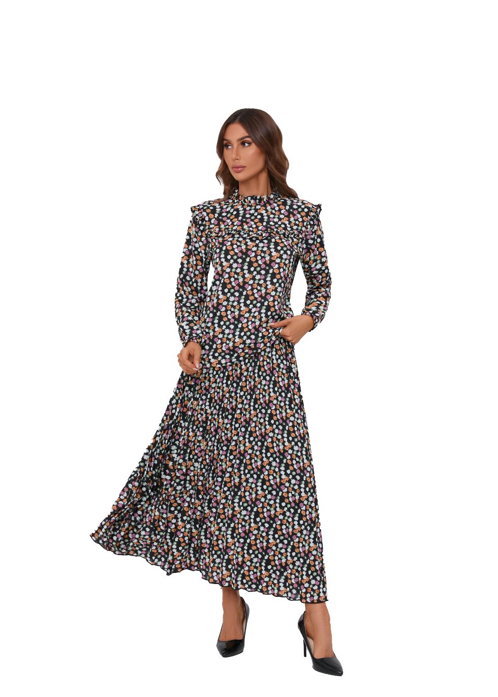 Floral Print Two Piece Midi Dress Set - seilerlanguageservices