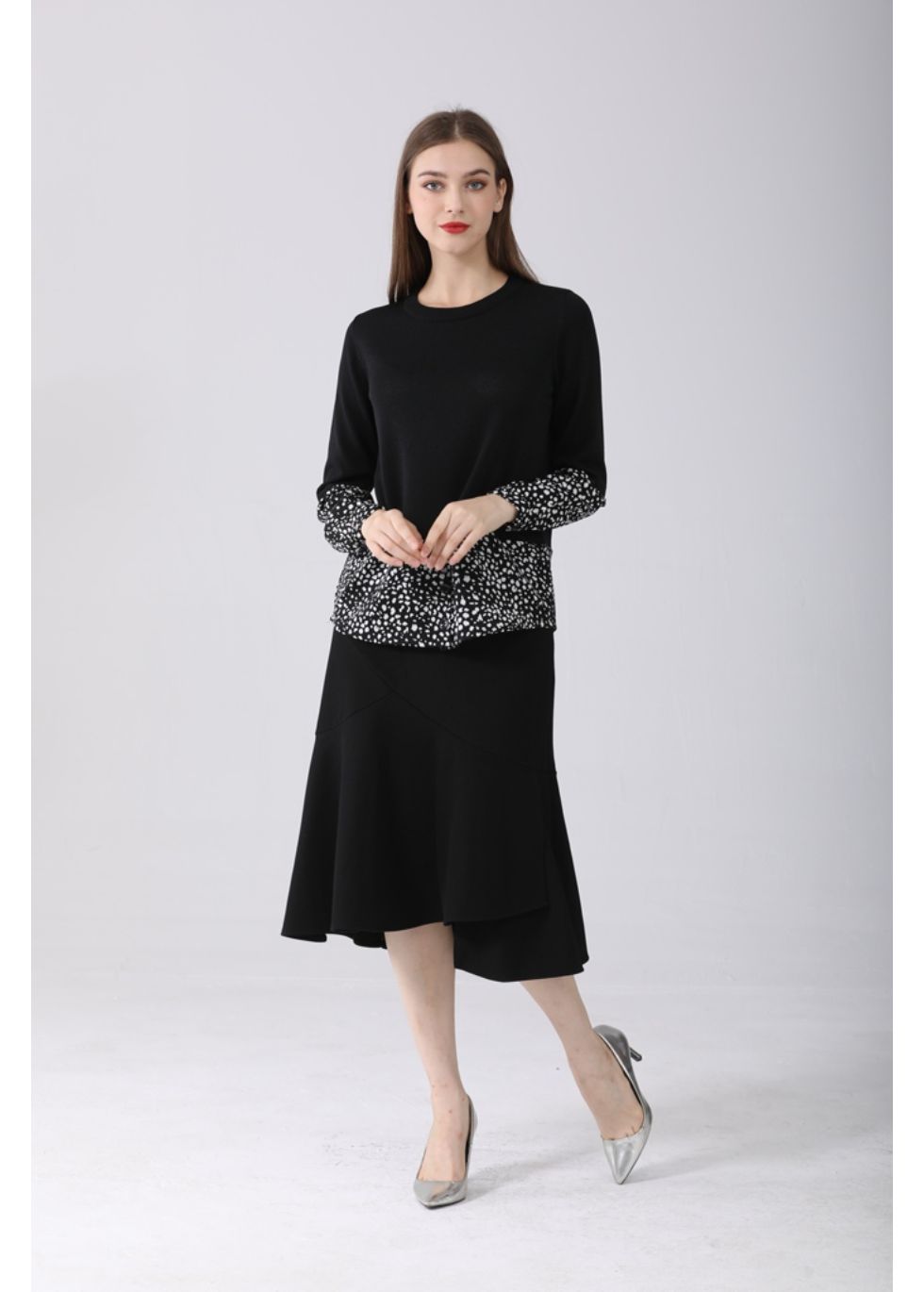 Black Long Sleeve Basic Sweater Top - alamaud