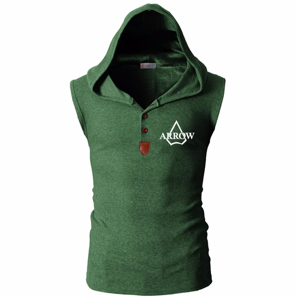 green sleeveless hoodie