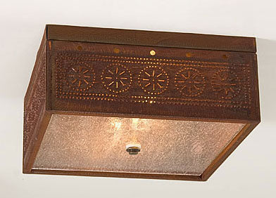 Irvin S Country Tinware Square Flush Mount Ceiling Light W