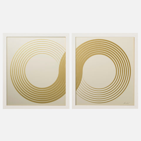 Infinity Diptych White Gold Print Framed 