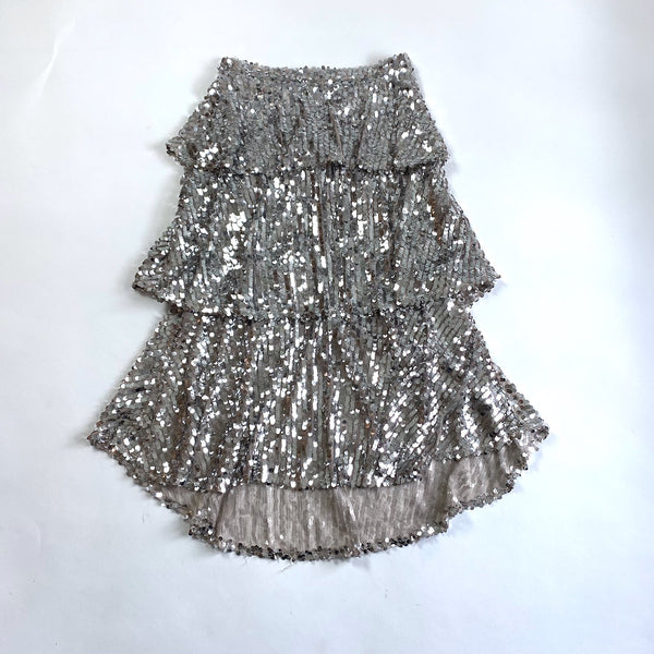 zara silver sequin tiered skirt