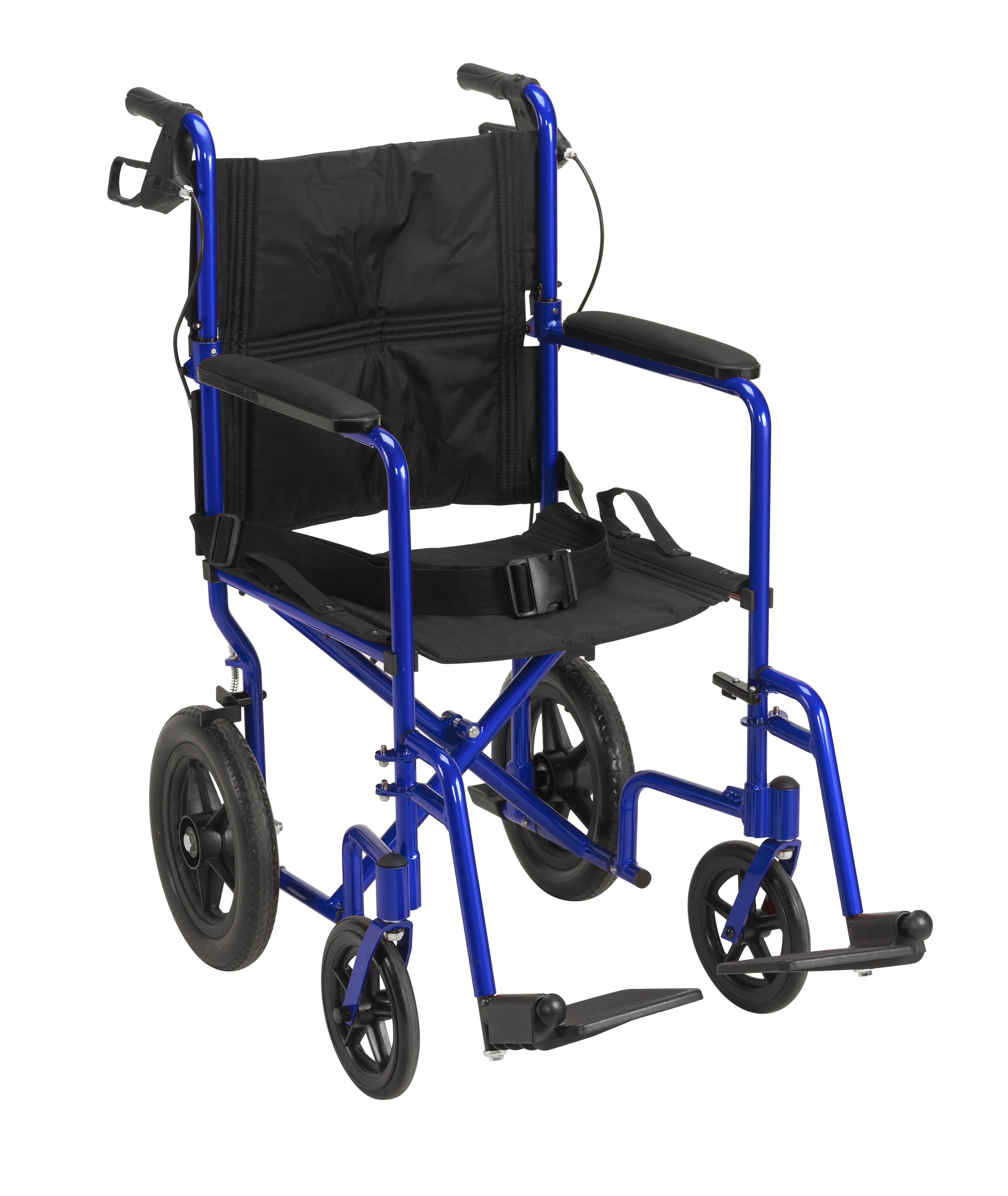 drive medical lightweight expedition transport wheelchair with hand brakes blue