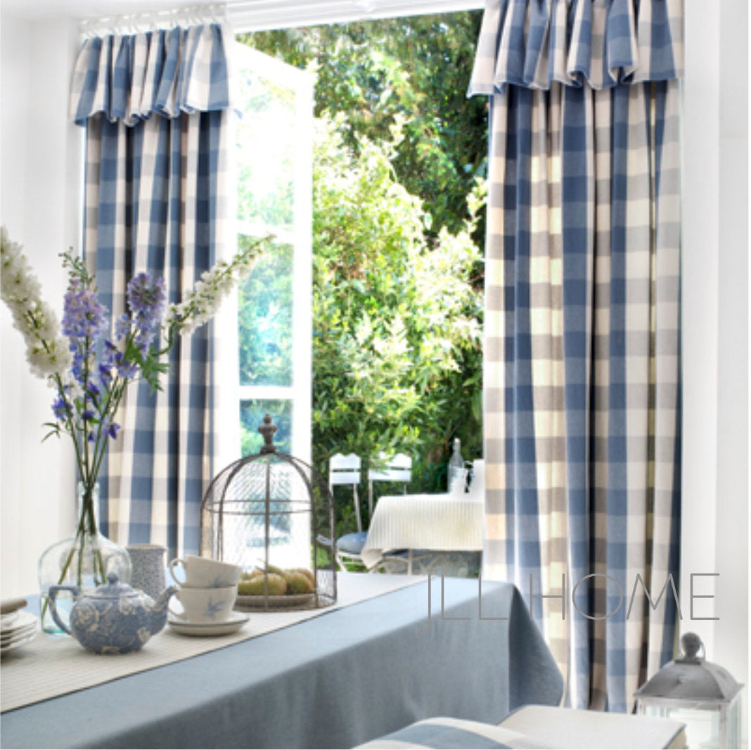 New Farmhouse curtains buffalo check curtains blue plaid curtains blue