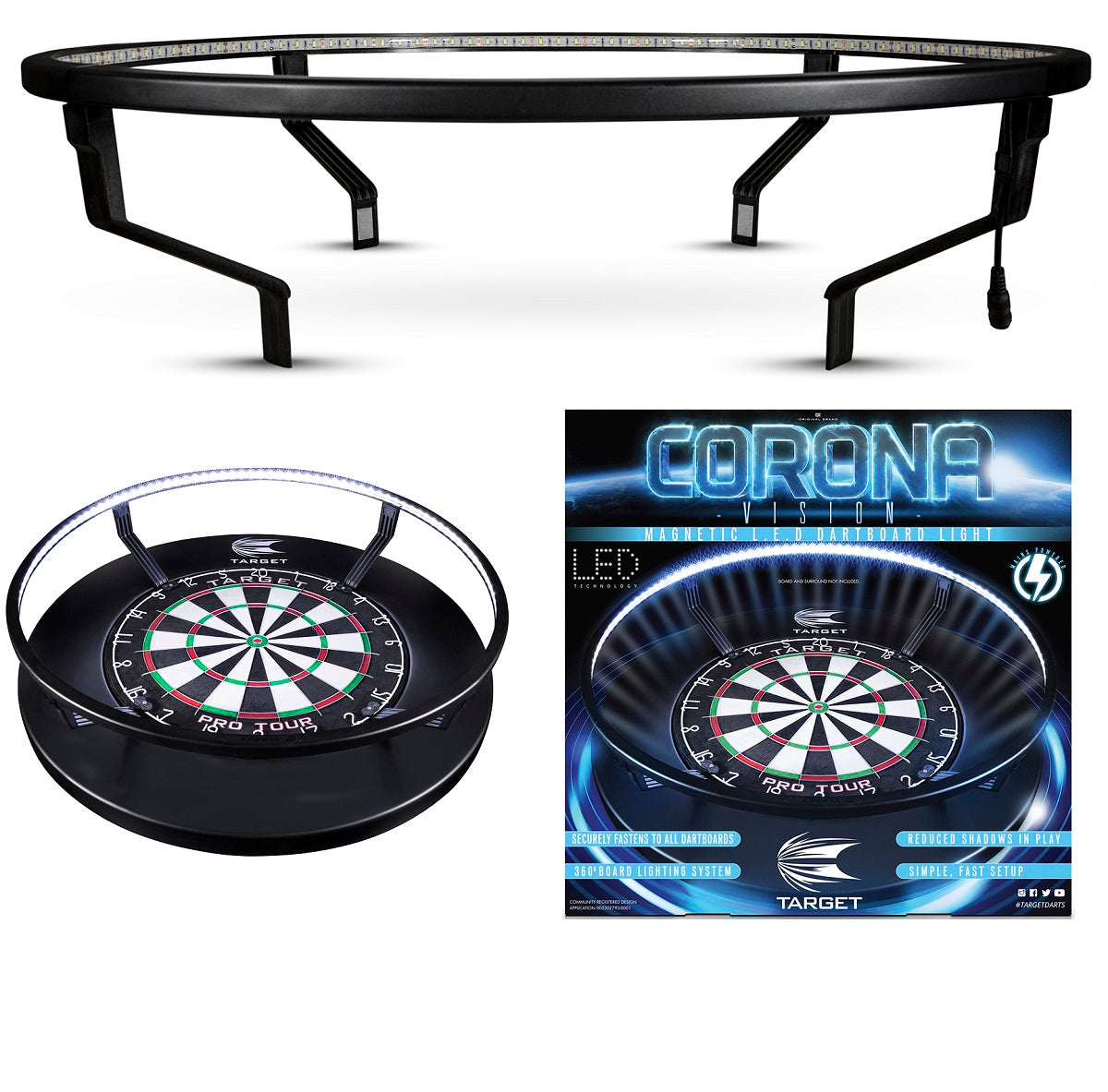 Target Vision 360 LED No Shadow Lighting System For Dartboard Surround