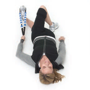 Lady stretching with a StretchRite stretching strap