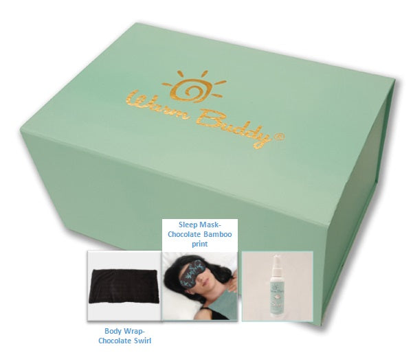 sleep therapy gift set -inset pictures of body wrap - chocolate