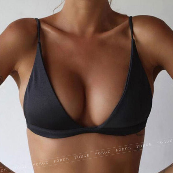 deep v neck push up bikini top