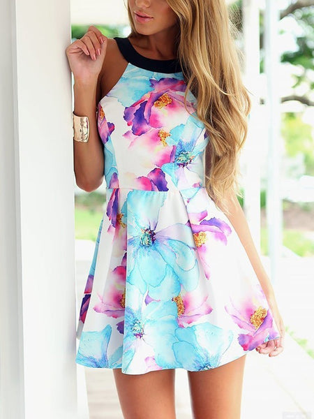 bright floral dress